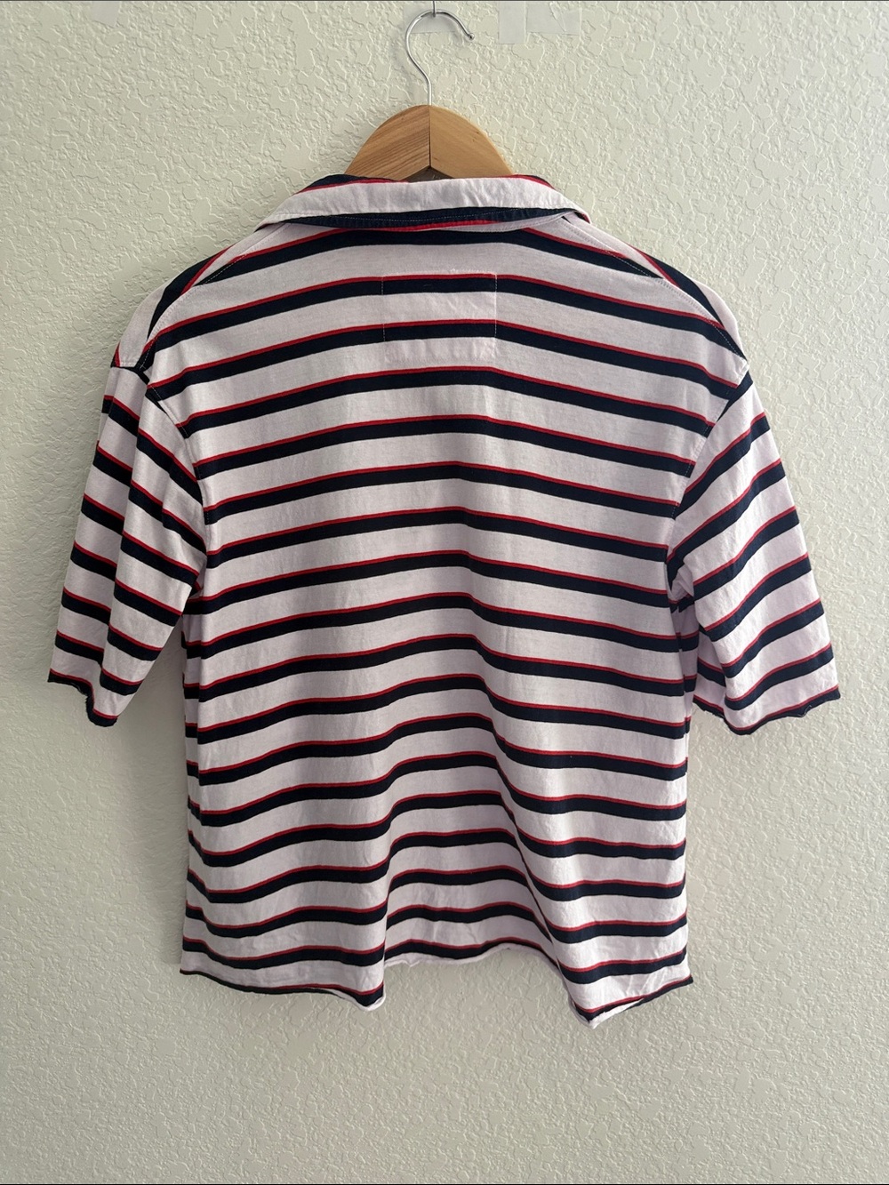 Frank & Eileen PATTY Popover Henley Red/Navy/White Stripe Top Size XS - Picture 3 of 9